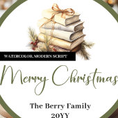 Minimalist Neutral Christmas Tree Personalized  Runder Aufkleber