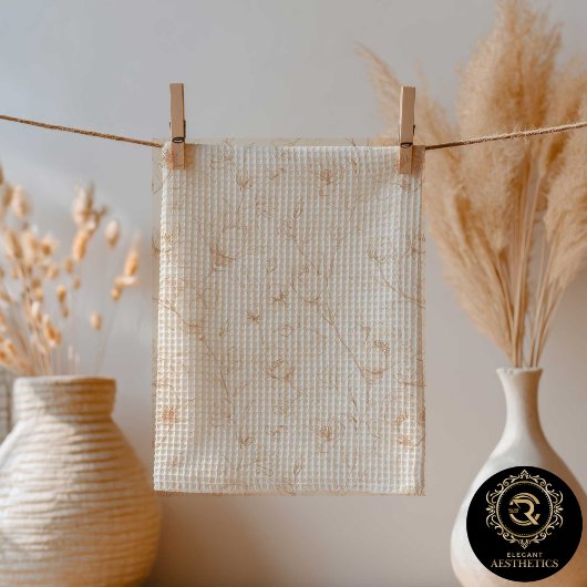 Minimalist Neutral Wildflower Kitchen Towel Geschirrtuch