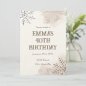 Minimalist Neutral Winter 40th Birthday Invitation Einladung (Stehend Vorderseite)