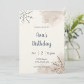 Minimalist Neutral Winter Birthday Invitation Einladung (Stehend Vorderseite)