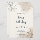 Minimalist Neutral Winter Birthday Invitation Einladung (Vorne/Hinten)