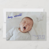 Minimalist New Baby Photo Newborn Hello Birth Ankündigung (Vorderseite)