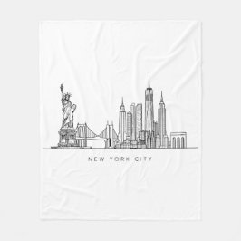 Minimalist New York City Skyline Line Art Fleecedecke
