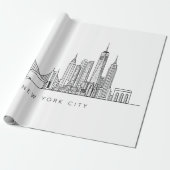 Minimalist New York City Skyline Line Art Geschenkpapier (Ungerollt)