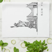 Minimalist New York City Skyline Line Art Geschirrtuch (Gefaltet)