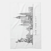Minimalist New York City Skyline Line Art Geschirrtuch (Vertikal)