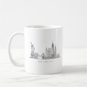 Minimalist New York City Skyline Line Art Kaffeetasse (Links)