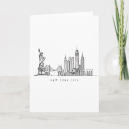 Minimalist New York City Skyline Line Art Karte