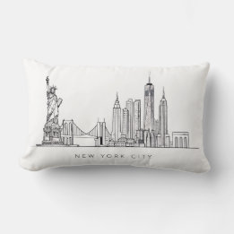 Minimalist New York City Skyline Line Art Lendenkissen