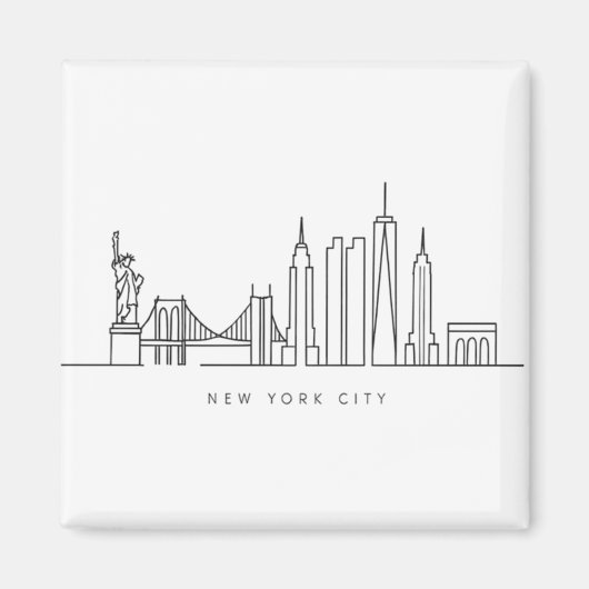 Minimalist New York City Skyline Line Art Magnet (Vorne)