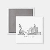 Minimalist New York City Skyline Line Art Magnet (Vorderseite/Rückseite)