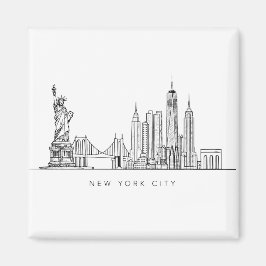 Minimalist New York City Skyline Line Art Magnet