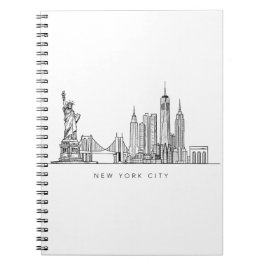 Minimalist New York City Skyline Line Art Notizblock