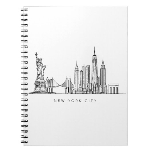 Minimalist New York City Skyline Line Art Notizblock (Vorderseite)
