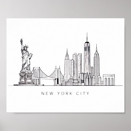 Minimalist New York City Skyline Line Art Poster (Vorne)