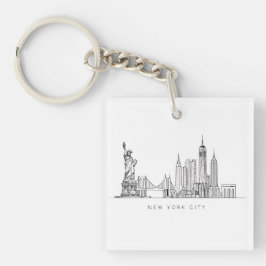 Minimalist New York City Skyline Line Art Schlüsselanhänger