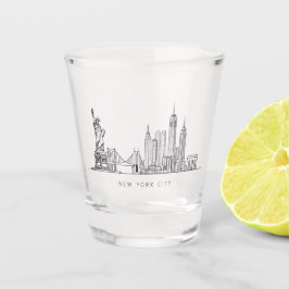 Minimalist New York City Skyline Line Art Schnapsglas