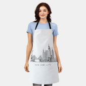 Minimalist New York City Skyline Line Art Schürze (Getragen)