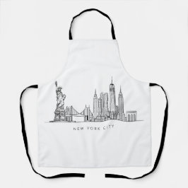 Minimalist New York City Skyline Line Art Schürze