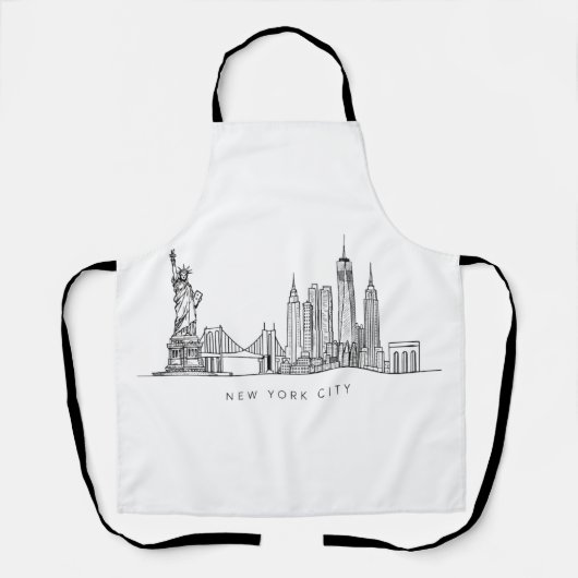 Minimalist New York City Skyline Line Art Schürze (Vorderseite)