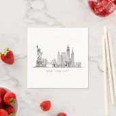 Minimalist New York City Skyline Line Art Serviette (Beispiel)