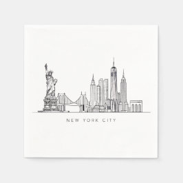 Minimalist New York City Skyline Line Art Serviette