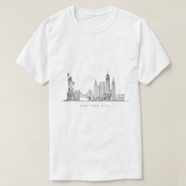 Minimalist New York City Skyline Line Art T-Shirt