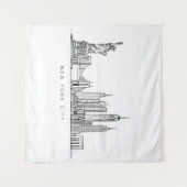 Minimalist New York City Skyline Line Art Wandteppich (Vorderseite (Horizontal))