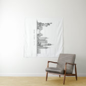Minimalist New York City Skyline Line Art Wandteppich (Beispiel (Horizontal))