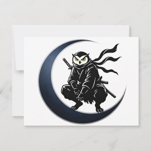 Minimalist Ninja Owl Post Card Einladung (Vorderseite)