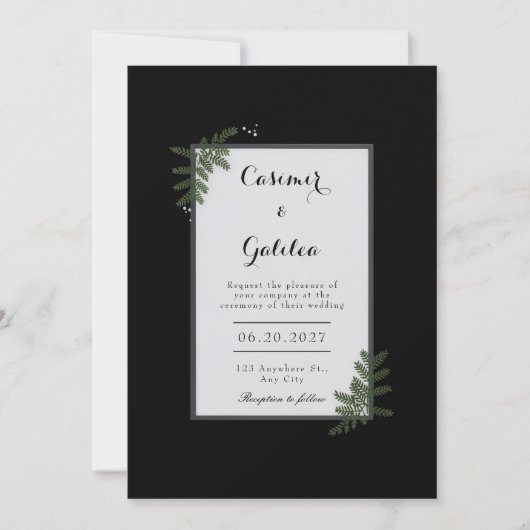 Minimalist Nordic Fern Berry Wedding Einladung (Vorderseite)