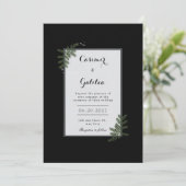 Minimalist Nordic Fern Berry Wedding Einladung (Stehend Vorderseite)