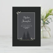 Minimalist Nordic Forest Daisy Wedding Einladung (Stehend Vorderseite)