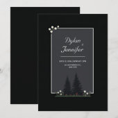 Minimalist Nordic Forest Daisy Wedding Einladung (Vorne/Hinten)
