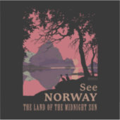 Minimalist Norway Sunset Poster - Mountain Fjord Aufkleber (Vorderseite)