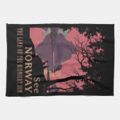 Minimalist Norway Sunset Poster - Mountain Fjord Geschirrtuch (Horizontal)