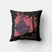 Minimalist Norway Sunset Poster - Mountain Fjord Kissen (Rückseite)