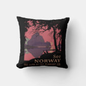 Minimalist Norway Sunset Poster - Mountain Fjord Kissen (Vorderseite)