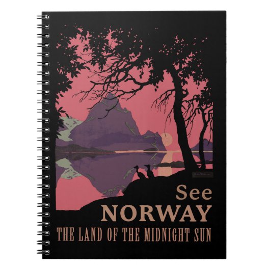 Minimalist Norway Sunset Poster - Mountain Fjord Notizblock (Vorderseite)