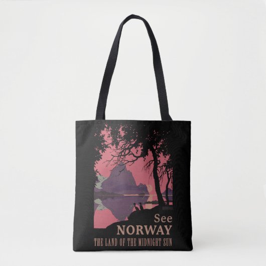 Minimalist Norway Sunset Poster - Mountain Fjord Tasche (Vorderseite)