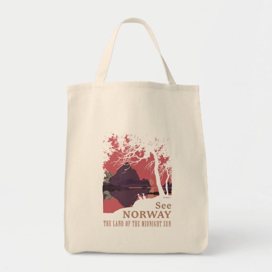 Minimalist Norway Sunset Poster - Mountain Fjord Tragetasche (Vorne)