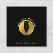 Minimalist Notary Service Signing Agent Logo Gold Quadratische Visitenkarte (Vorderseite)