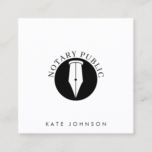 Minimalist Notary Service Signing Agent Logo Quadratische Visitenkarte (Vorderseite)