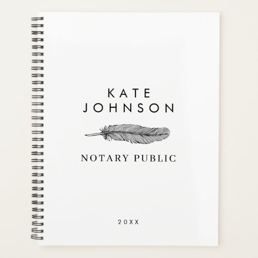 Minimalist Notary Signing Agent Feather Quill Logo Planer (Vorderseite)