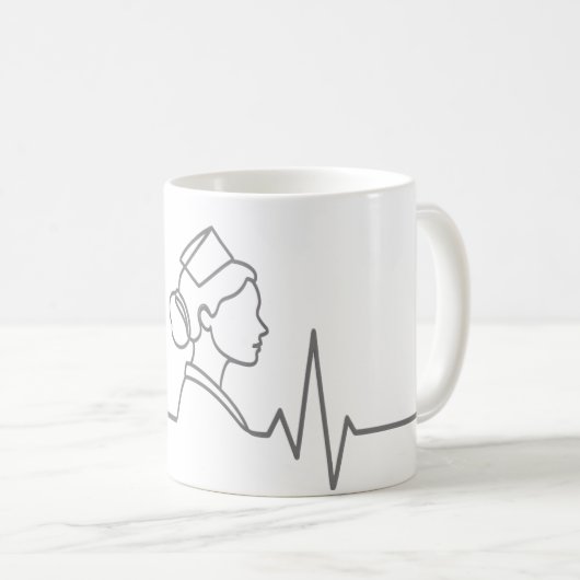 Minimalist Nurse Line Art Mug Kaffeetasse (VorderseiteRechts)