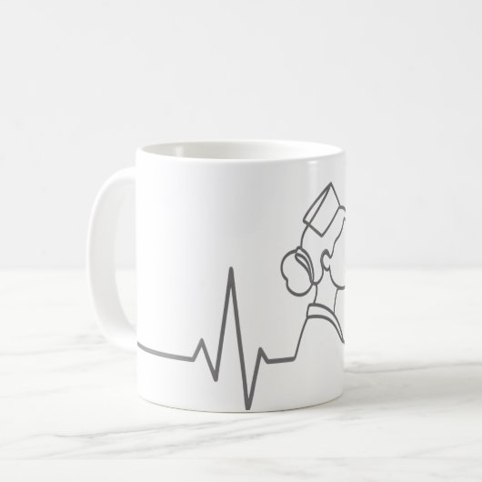 Minimalist Nurse Line Art Mug Kaffeetasse (Vorderseite Links)