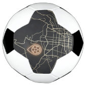 Minimalist NYC Soccer Map Pin Line Art Fußball (Gedreht)
