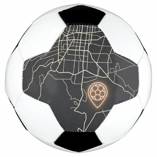 Minimalist NYC Soccer Map Pin Line Art Fußball (Vorderseite)