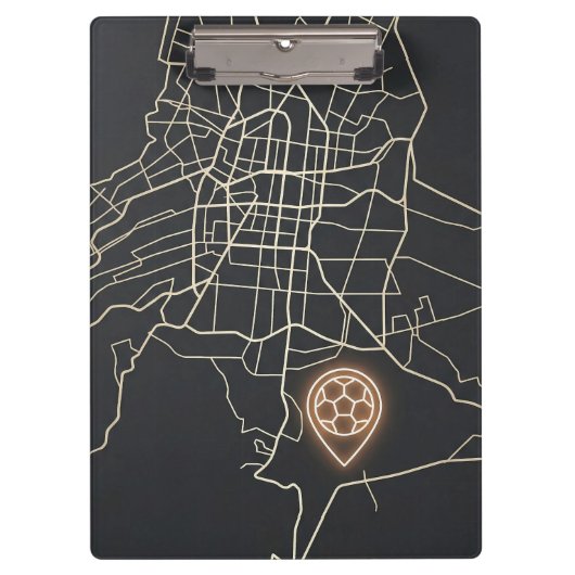 Minimalist NYC Soccer Map Pin Line Art Klemmbrett (Vorderseite)
