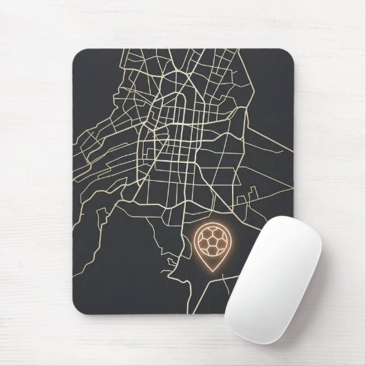 Minimalist NYC Soccer Map Pin Line Art Mousepad (Mit Mouse)
